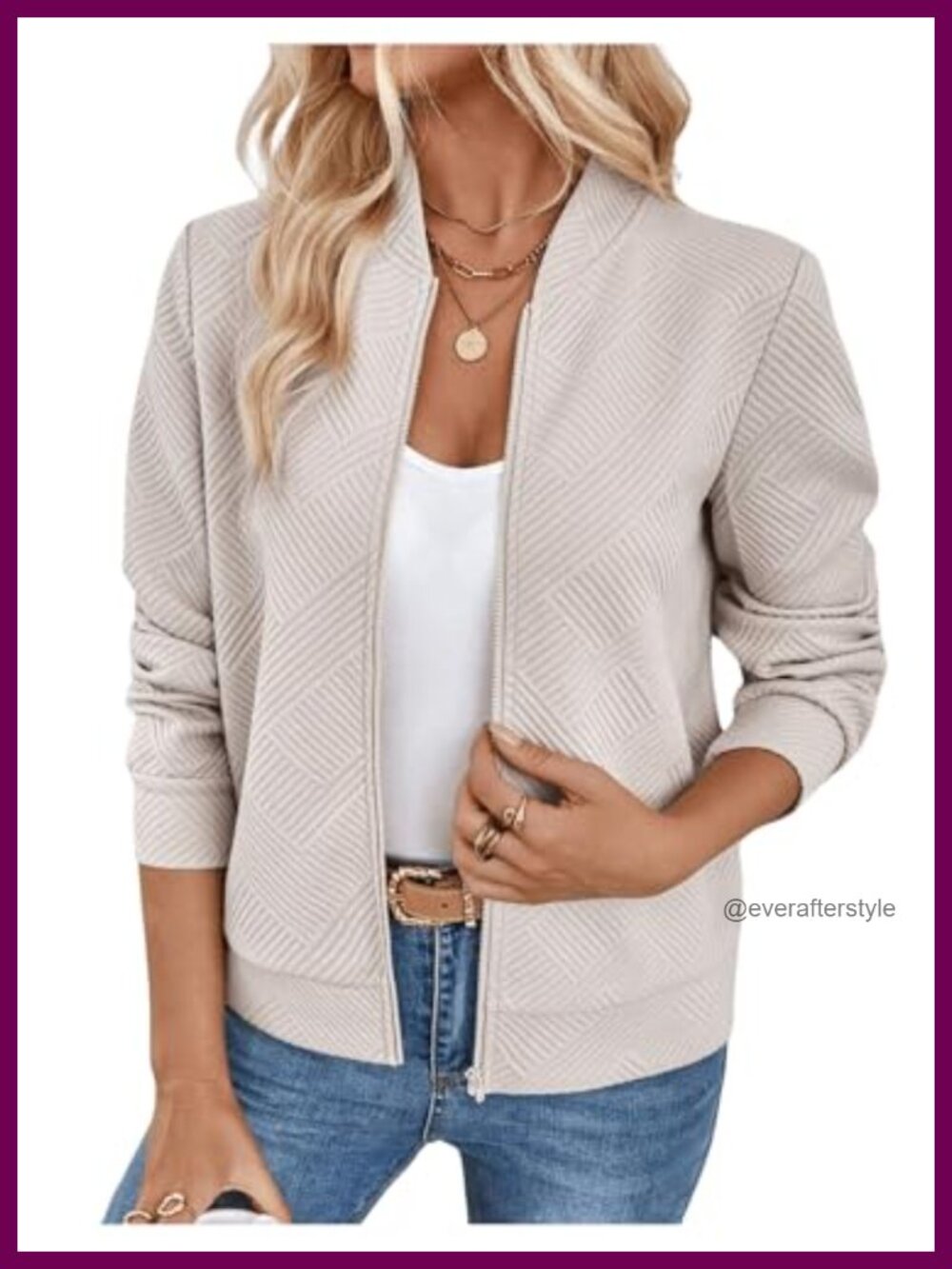 Verdusa Zip Up Bomber Jacket Lightweight Casual Coat Airport Outfit